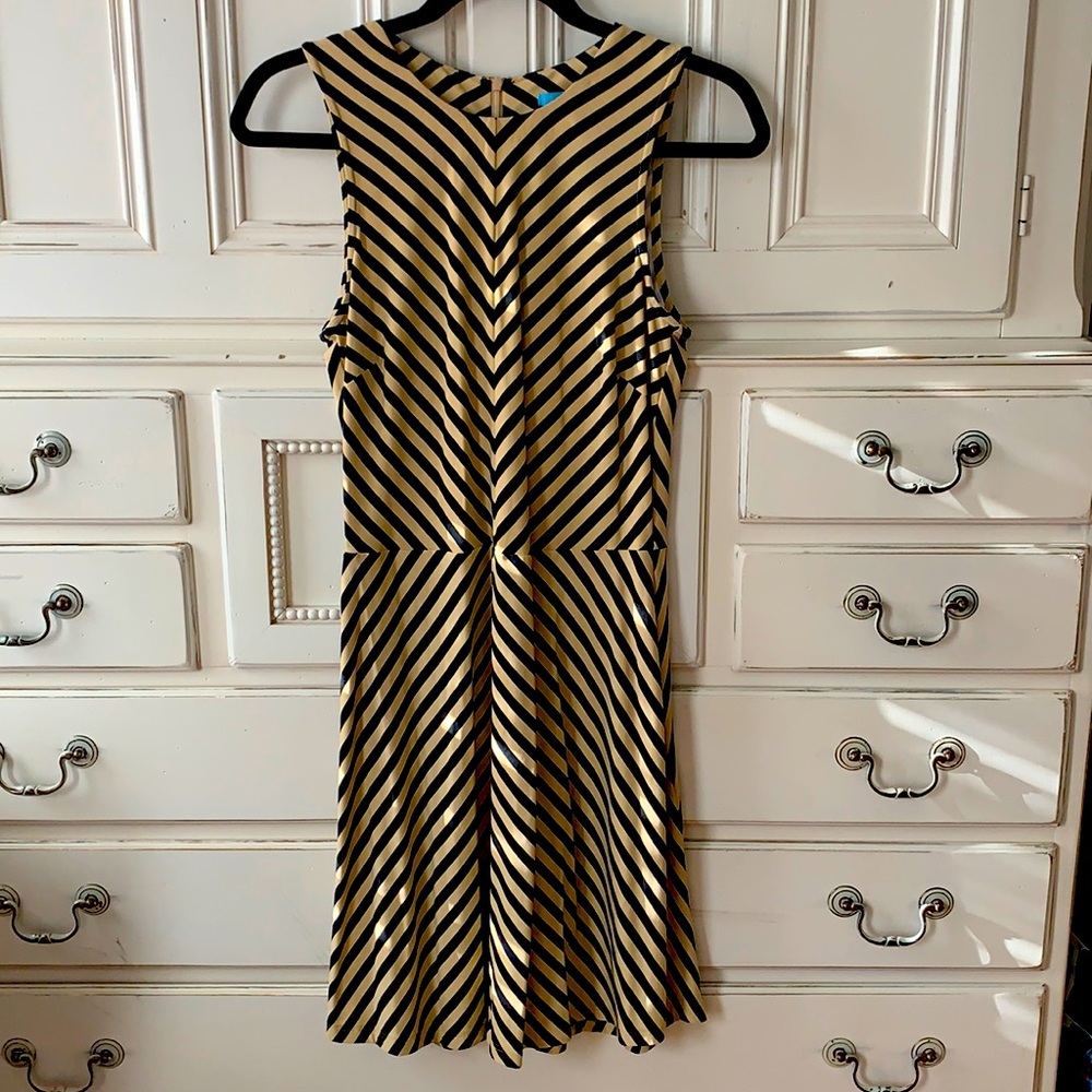 J. McLaughlin black & tan sleeveless dress